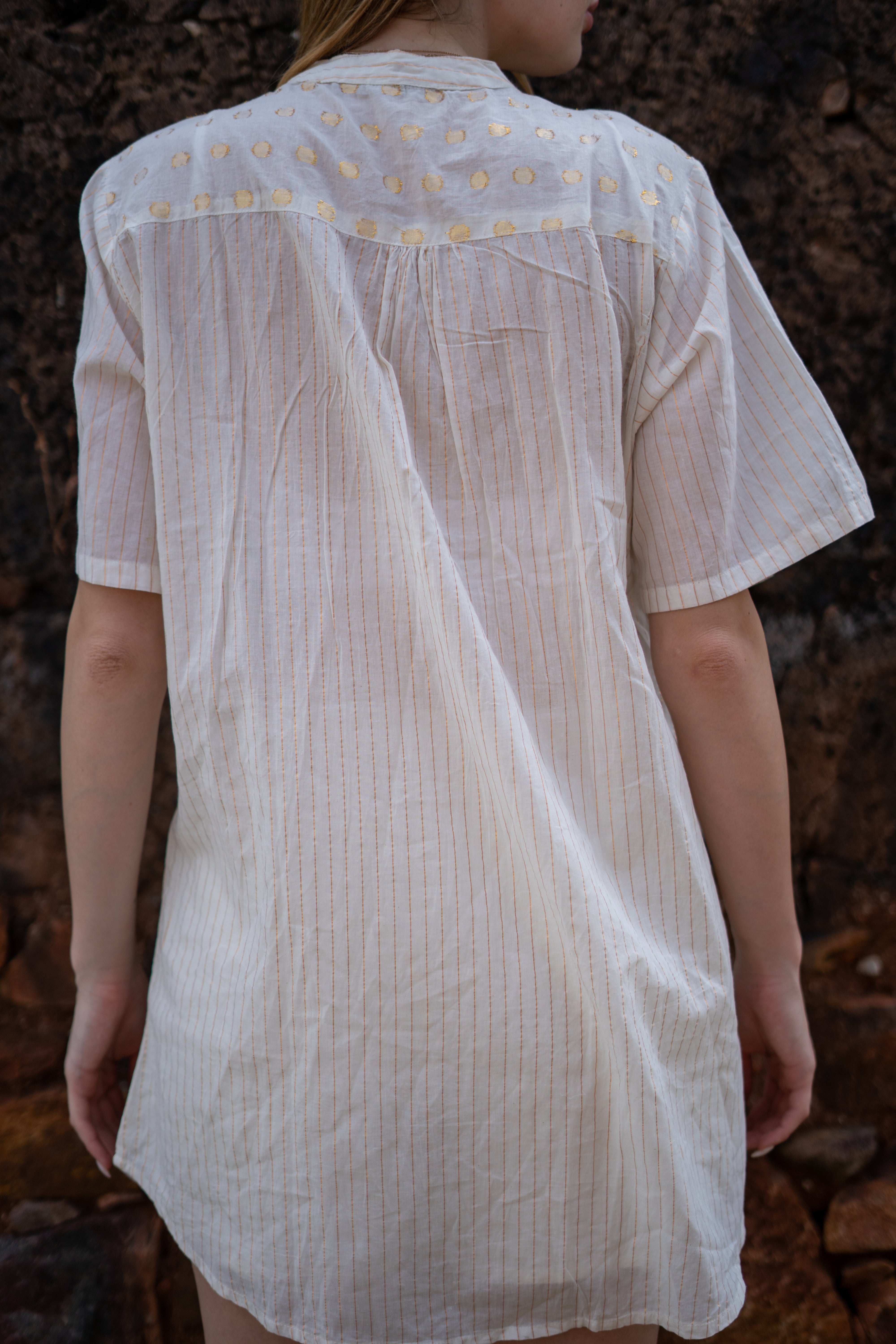 Boho Striped Tunic Dress with Embroidered Detailing