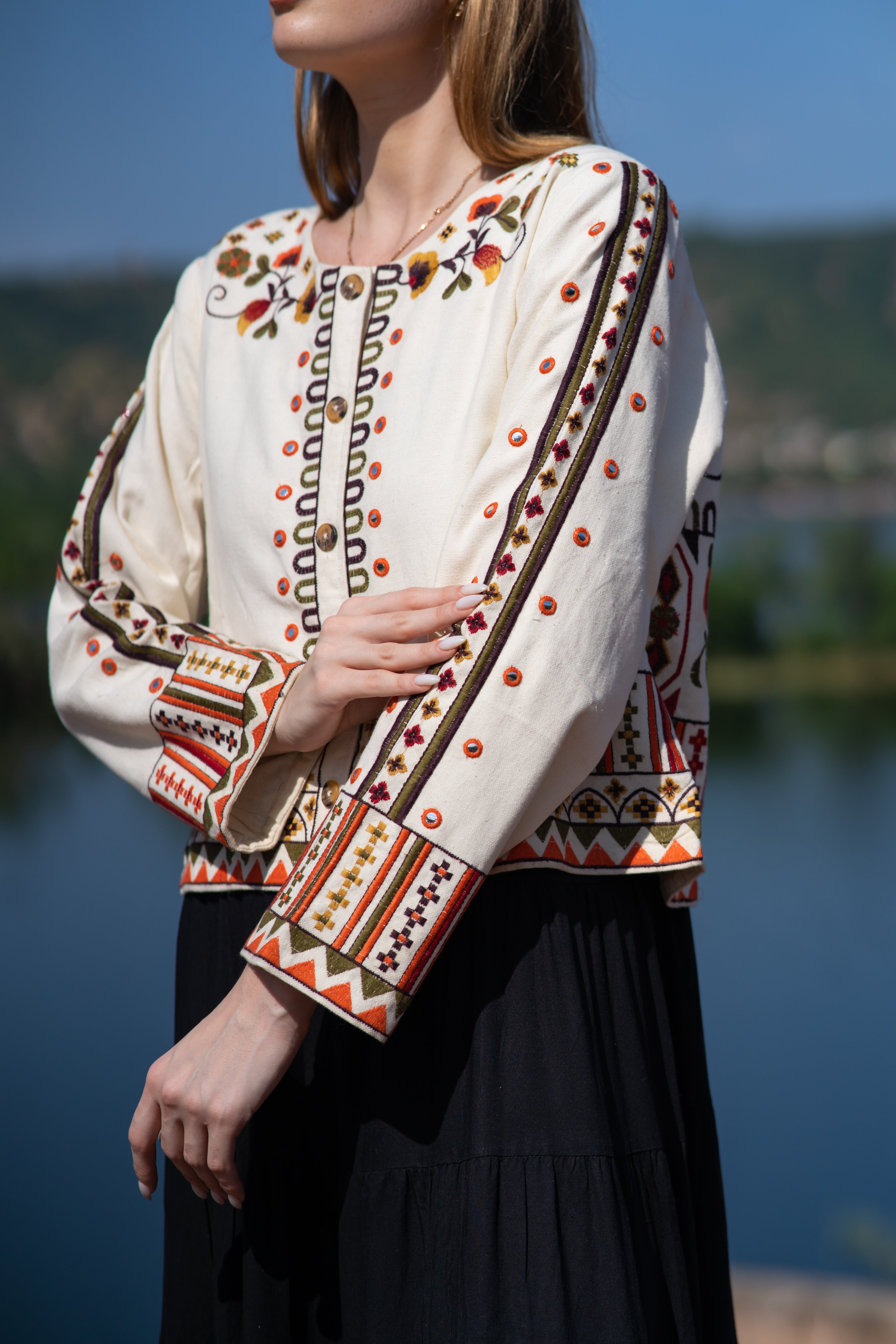 Ivory Boho Chic Handloom Jacket