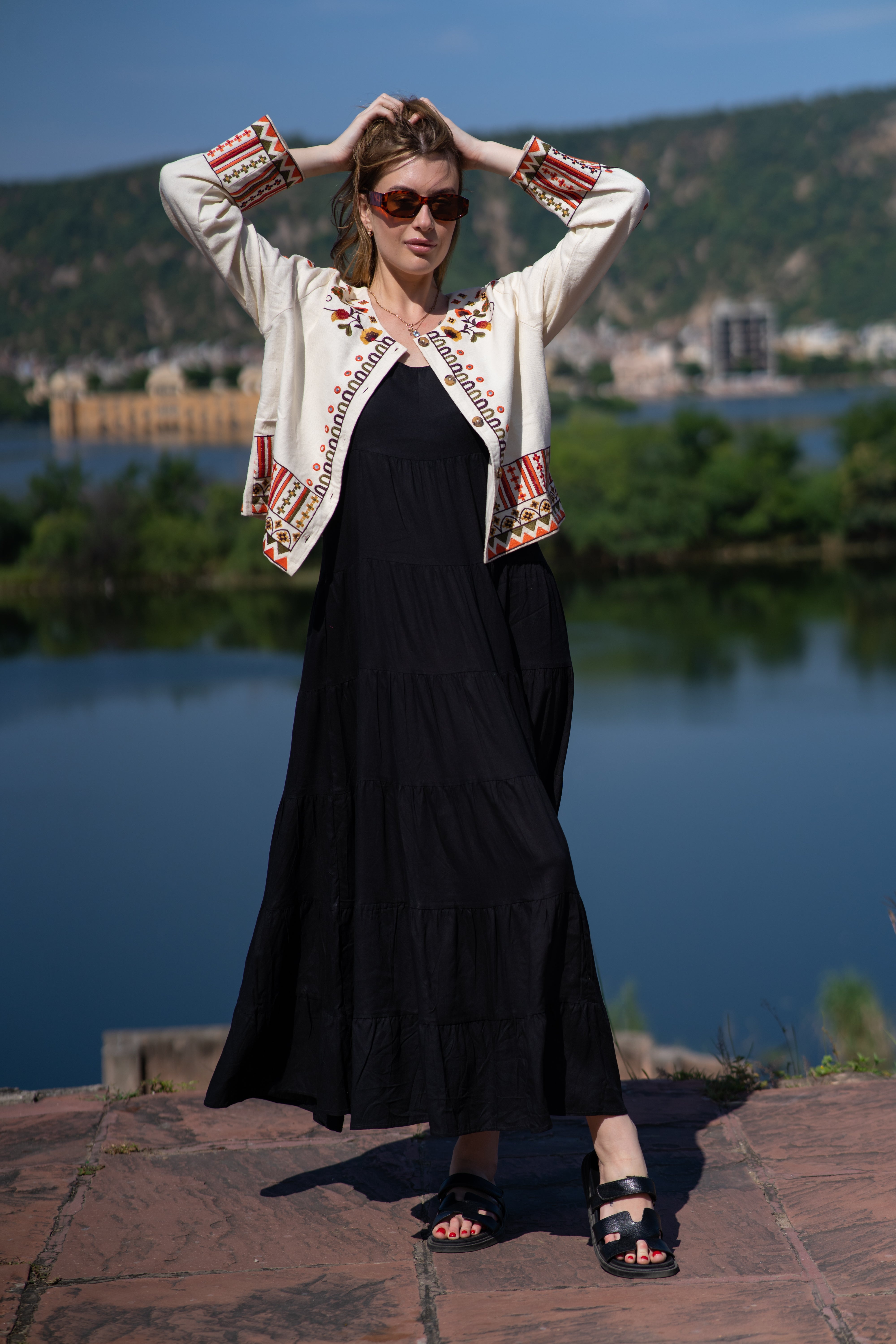 Ivory Boho Chic Handloom Jacket