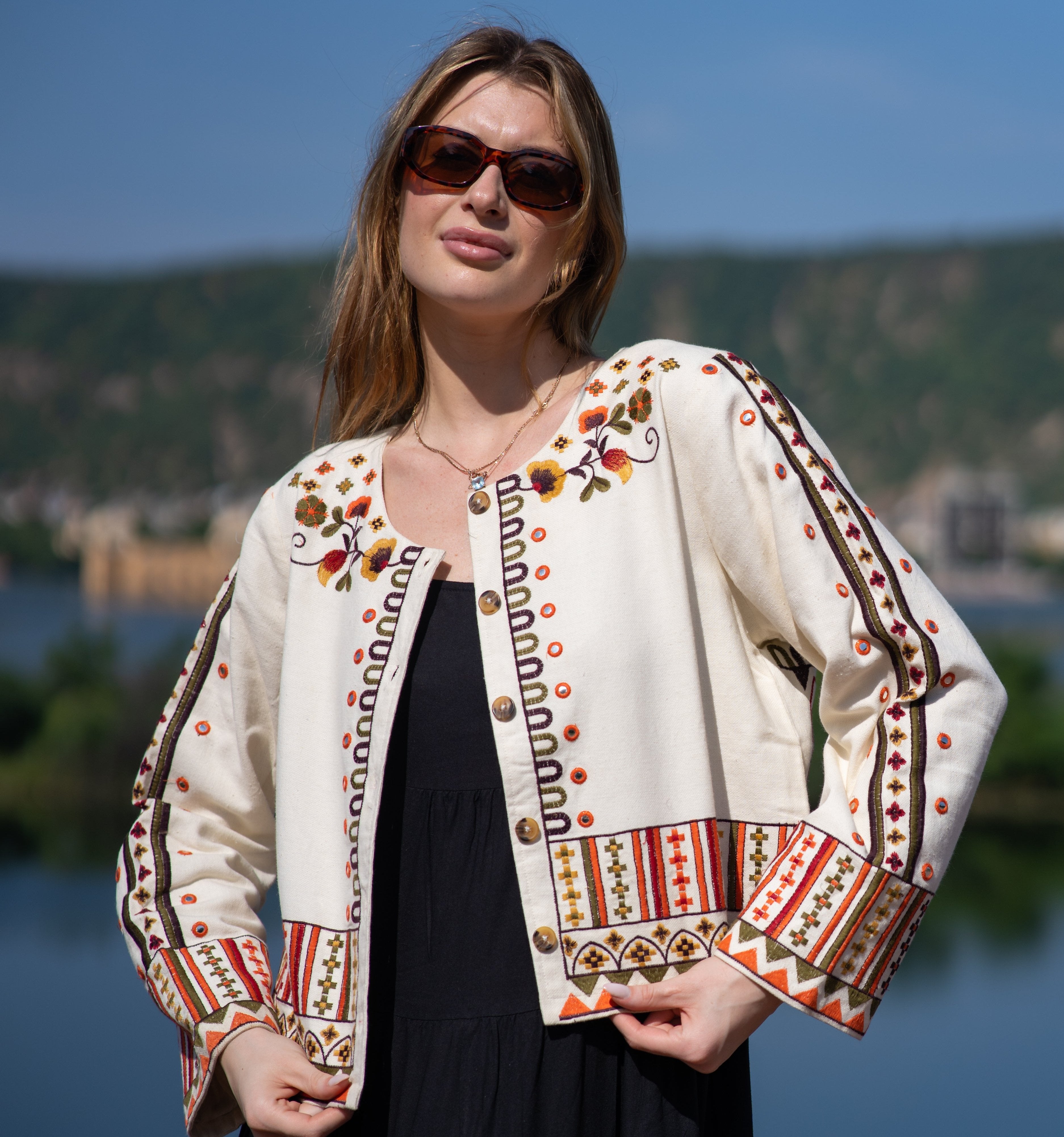 Ivory Boho Chic Handloom Jacket