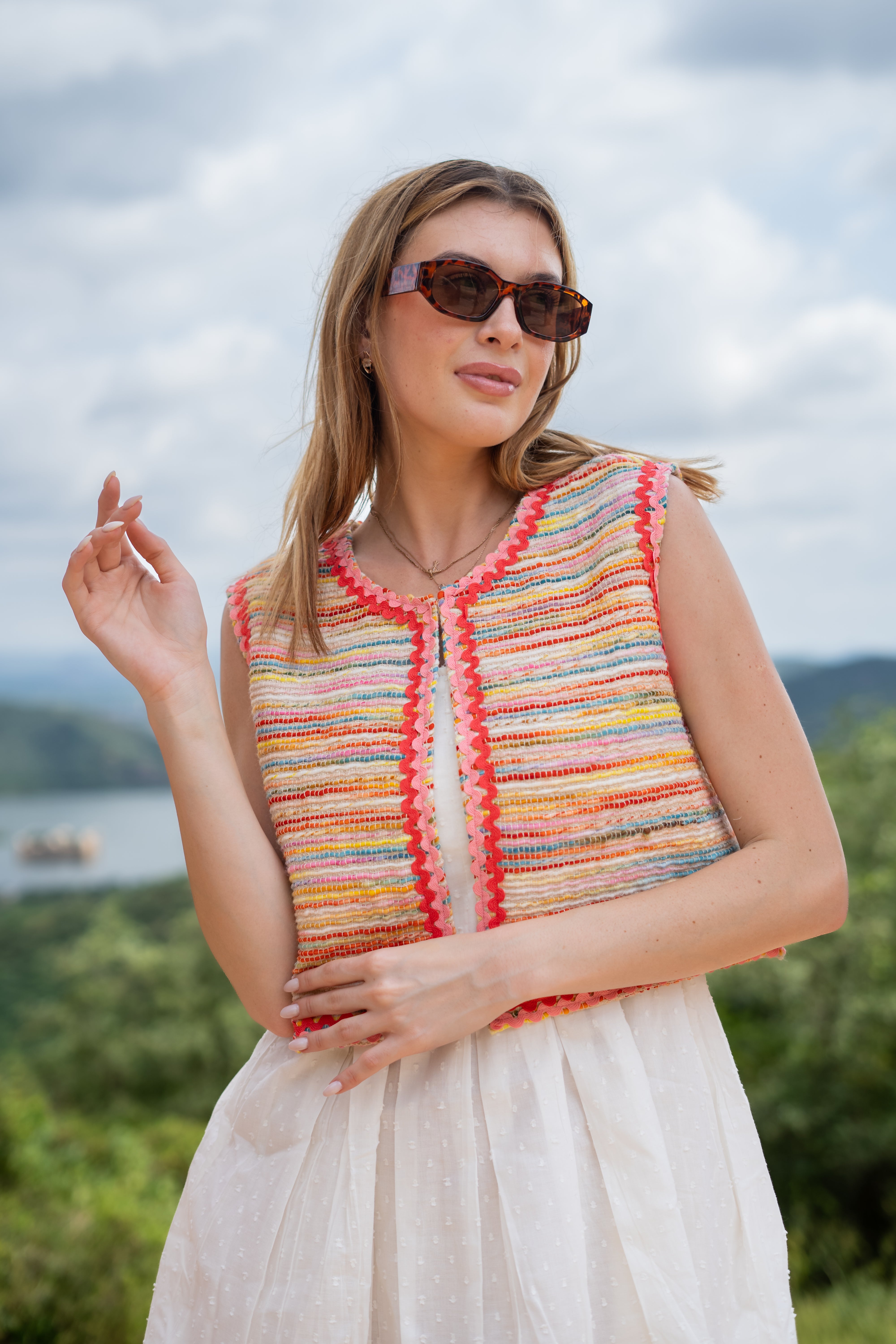 Cotton Horizontal Stripes Vest