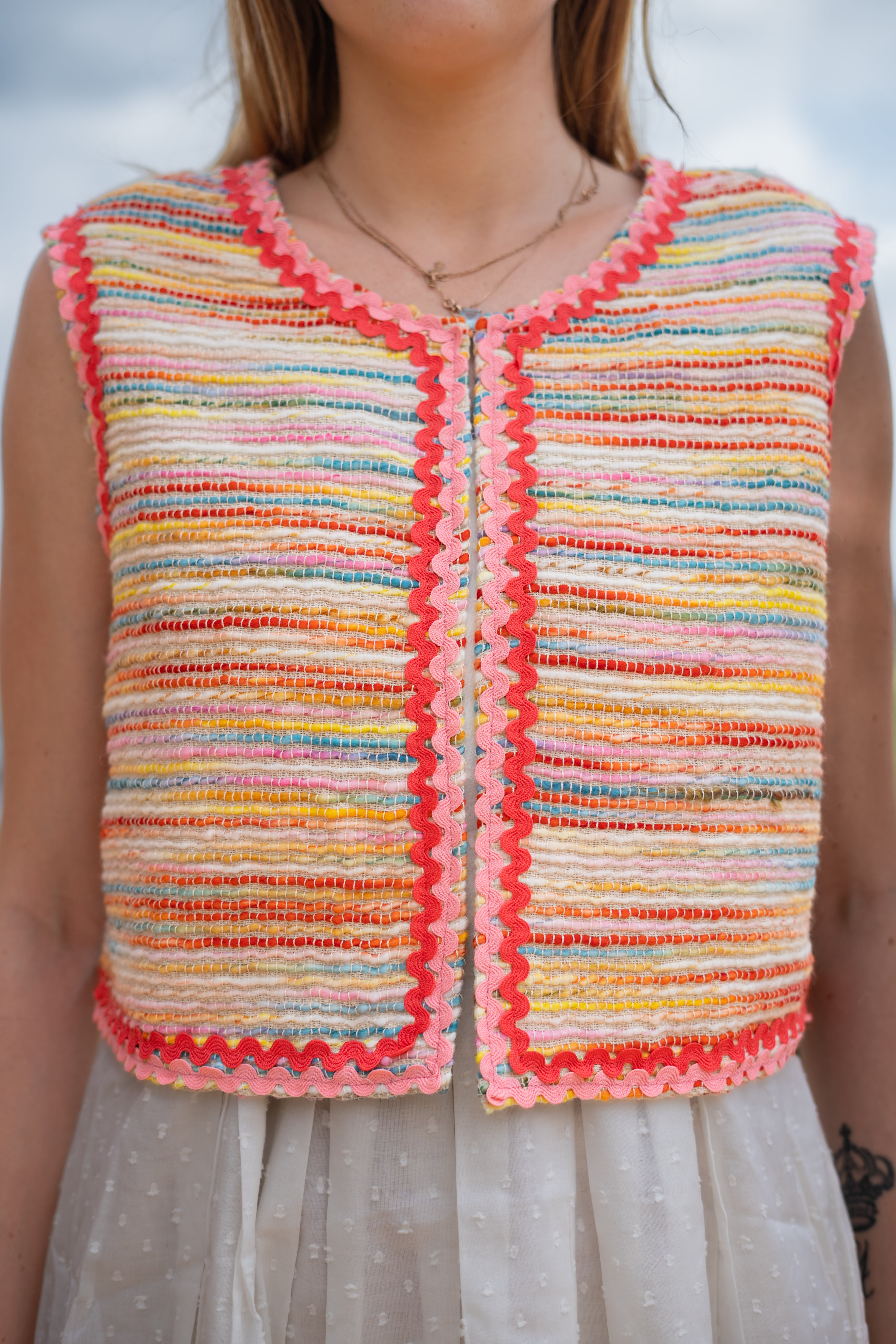 Cotton Horizontal Stripes Vest