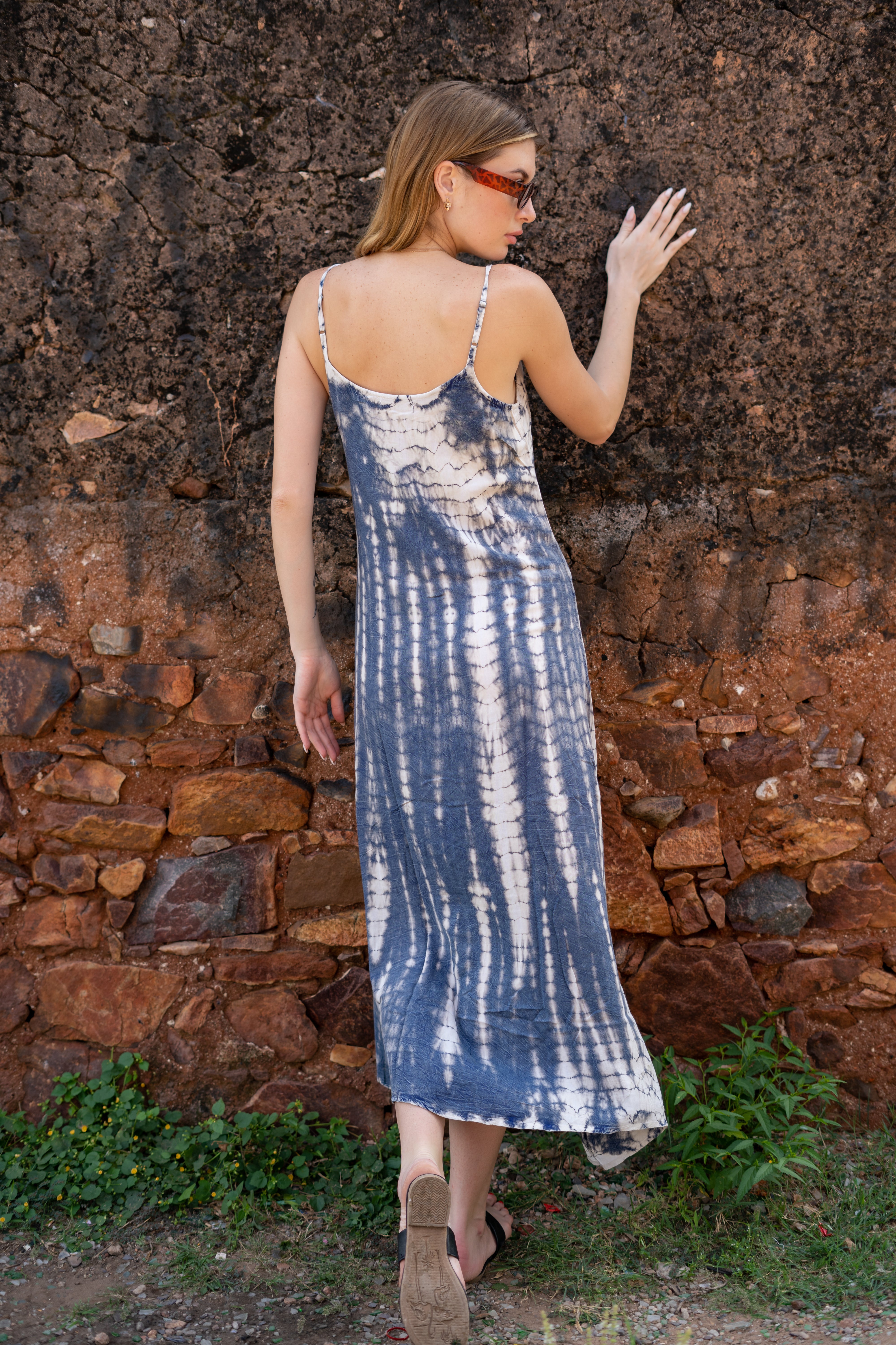 Stylish Tie Dye Stripe Long Dress