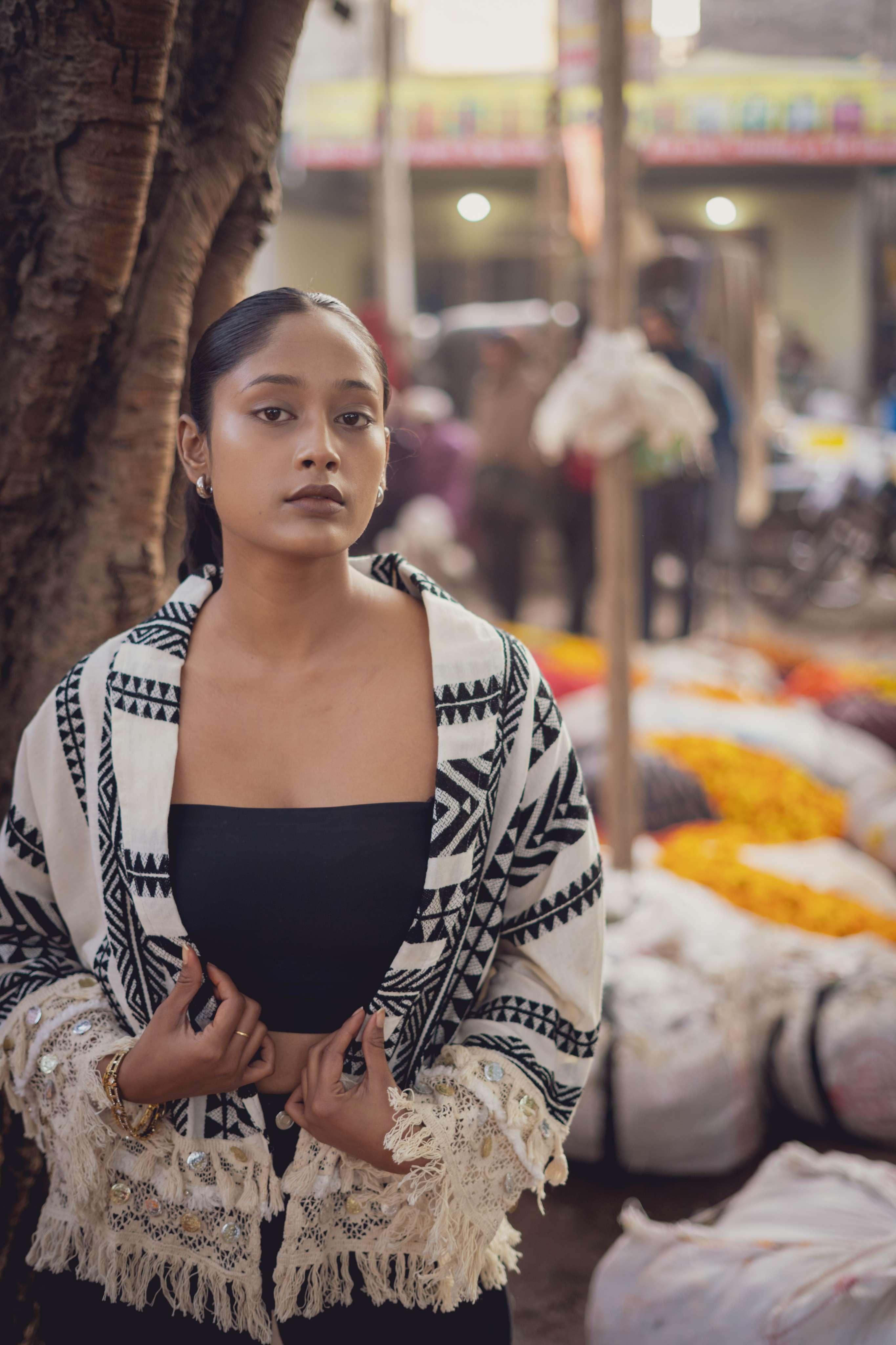 Black Boho Chic Handloom Jacket