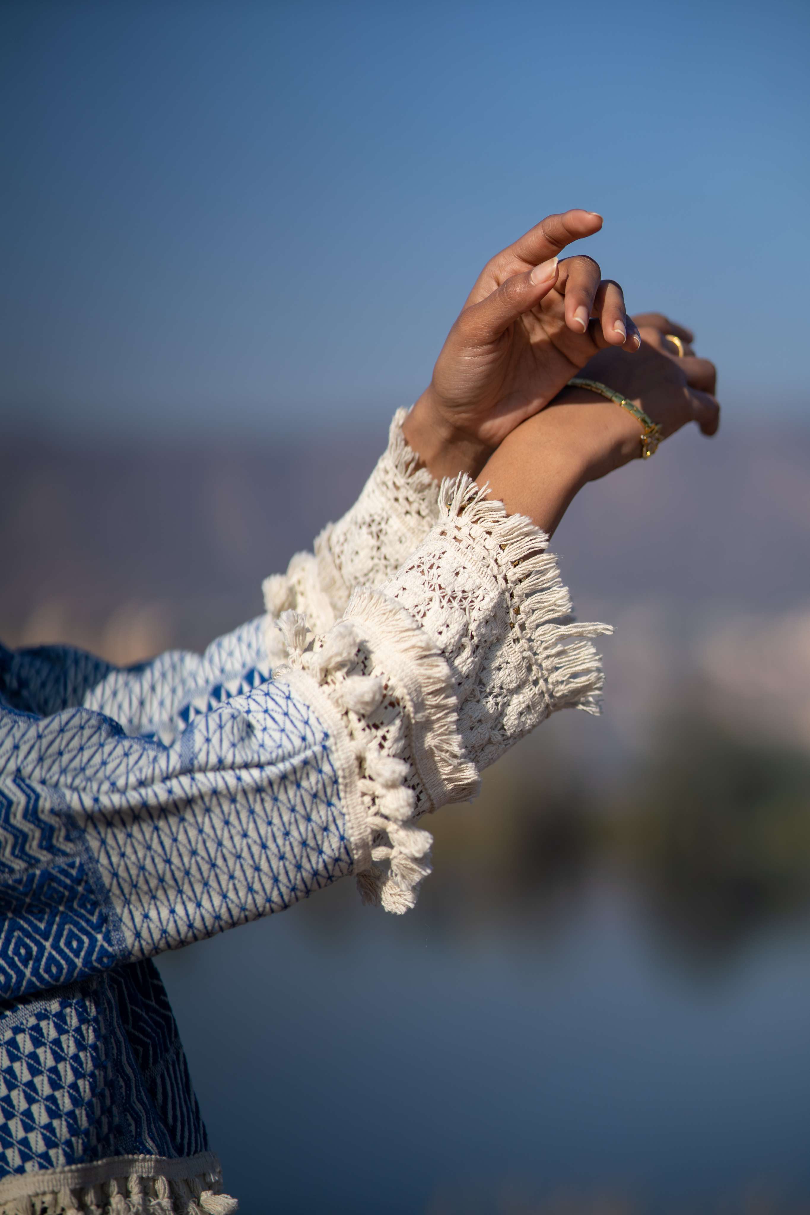 Elegant Blue Handloom Jacket with Lace Work