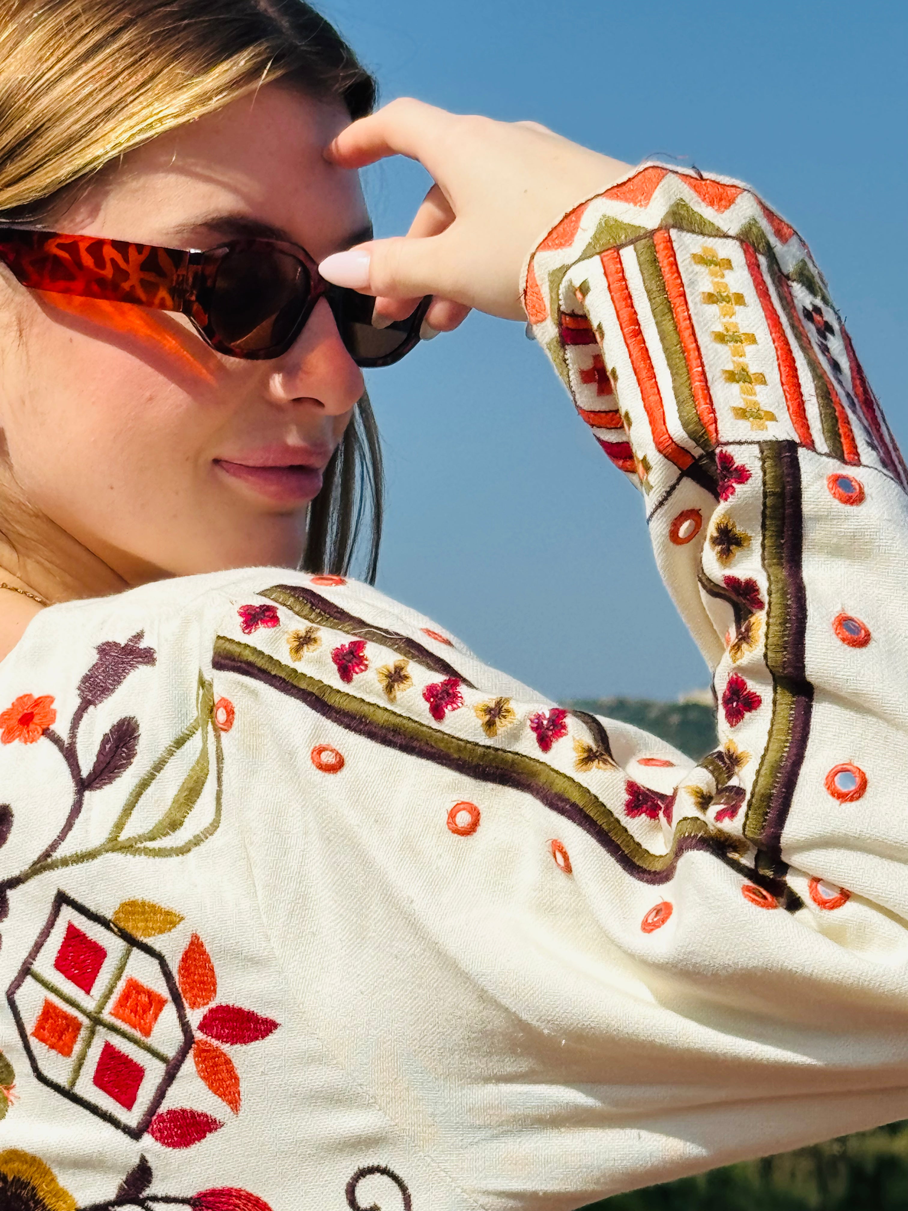 Ivory Boho Chic Handloom Jacket