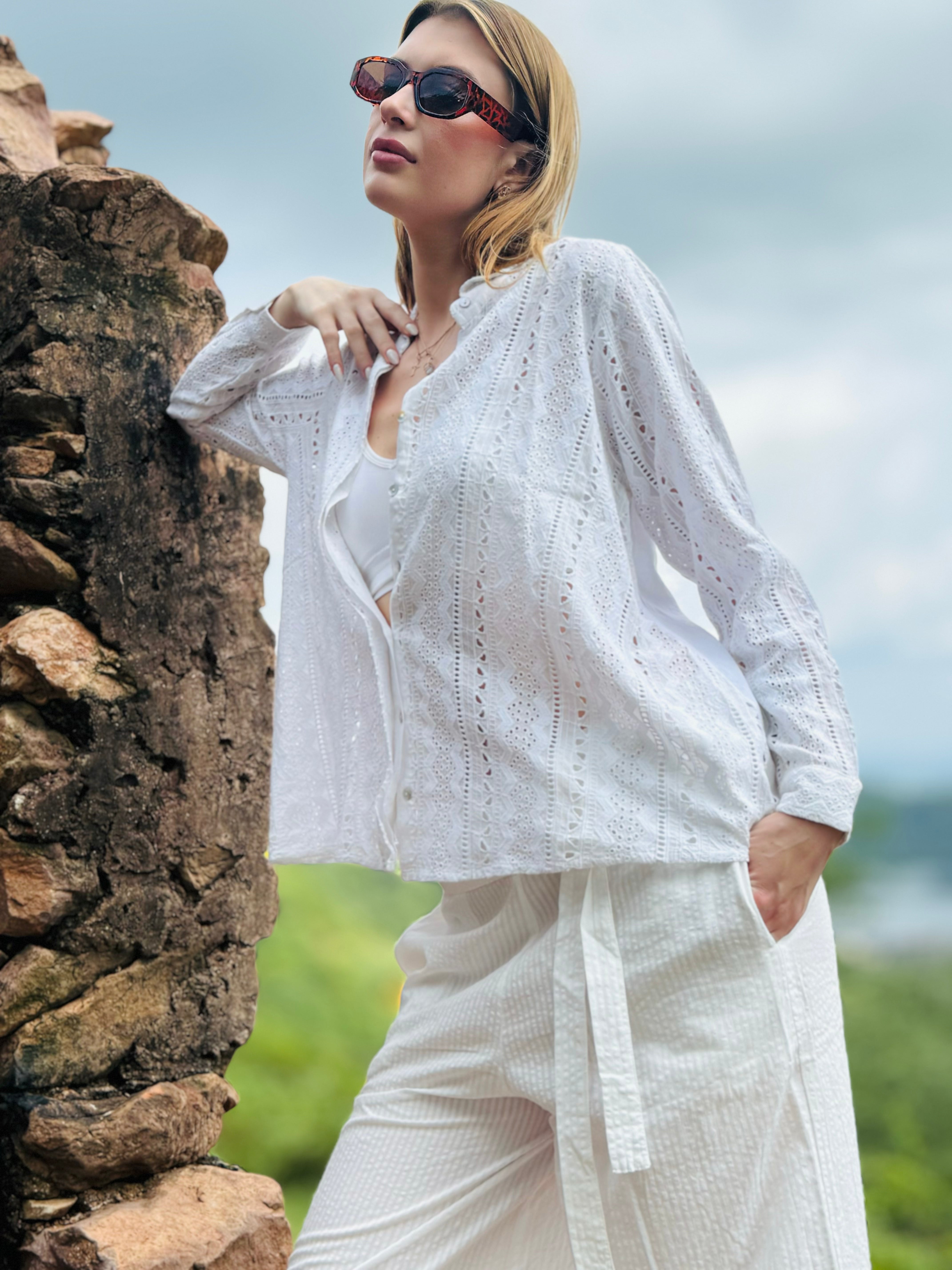 Stylish white embroidered Shirt