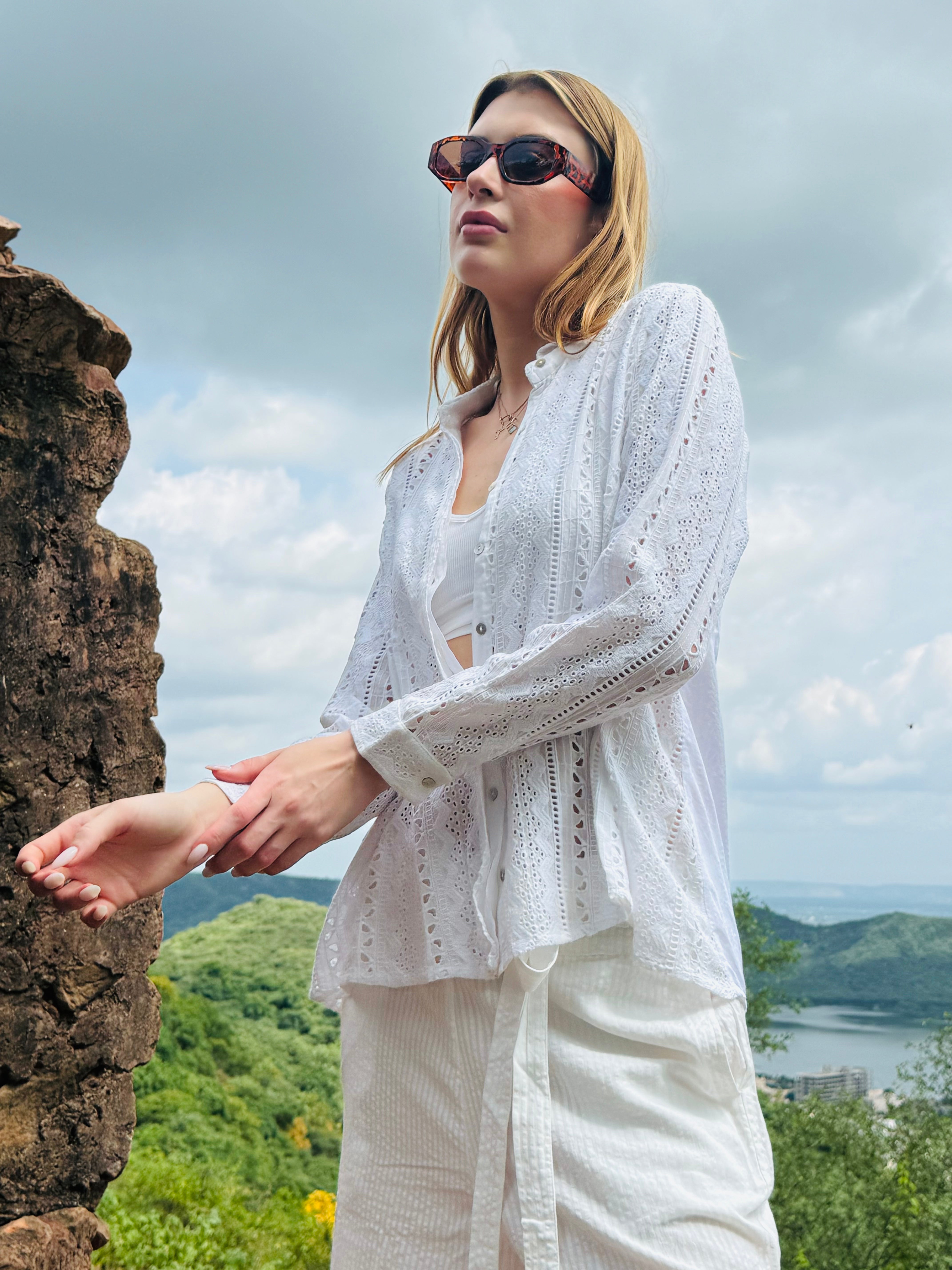 Stylish white embroidered Shirt